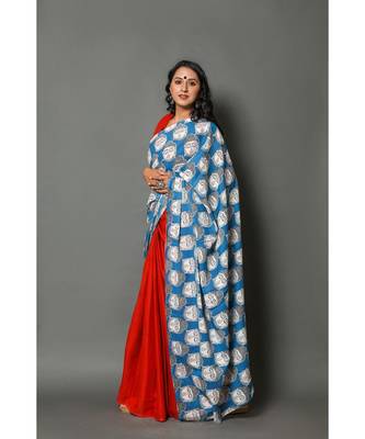  cotton printed   saree with   blouse 3