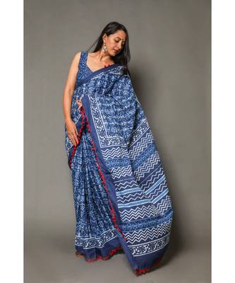  cotton printed   saree with   blouse 2