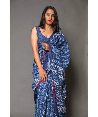  cotton printed   saree with   blouse 4
