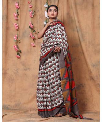  cotton printed   saree with   blouse 2