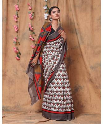  cotton printed   saree with   blouse 3