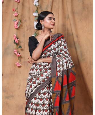 cotton printed   saree with   blouse 4