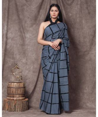  cotton printed   saree with   blouse 1