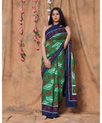  cotton printed   saree with   blouse 1