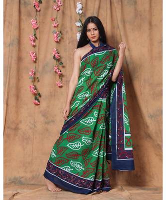  cotton printed   saree with   blouse 2