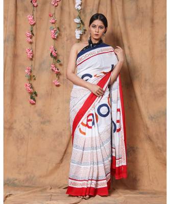  cotton printed   saree with   blouse 1