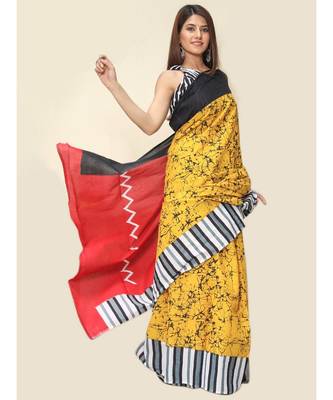  cotton printed   saree with   blouse 2