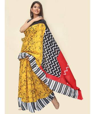  cotton printed   saree with   blouse 3
