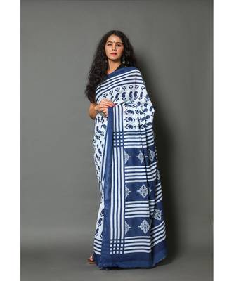  cotton printed   saree with   blouse 3