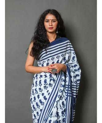  cotton printed   saree with   blouse 4