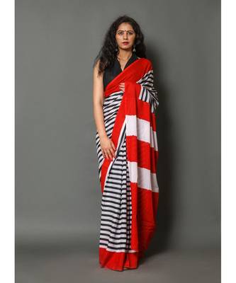  cotton printed   saree with   blouse 1