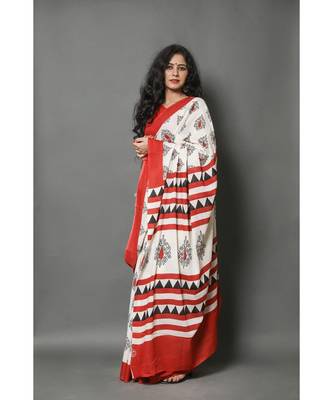  cotton printed   saree with   blouse 2