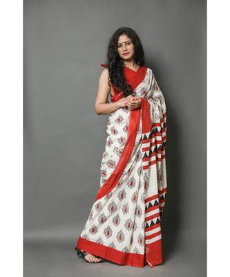  cotton printed   saree with   blouse 3