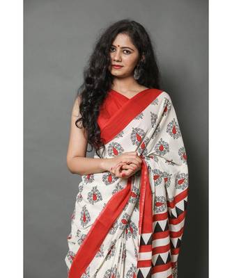  cotton printed   saree with   blouse 4