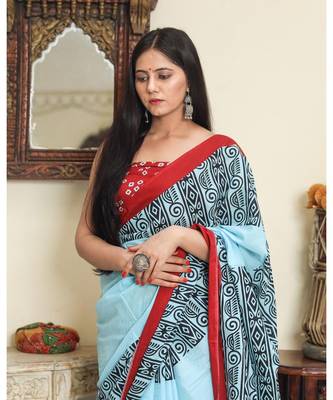 cotton printed   saree with   blouse 2