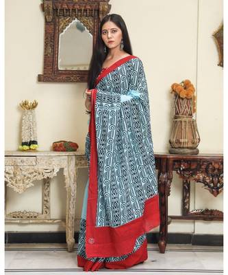  cotton printed   saree with   blouse 3