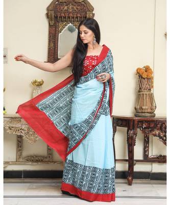  cotton printed   saree with   blouse 4