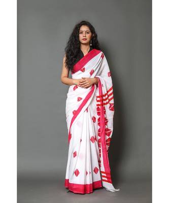  cotton printed   saree with   blouse 1