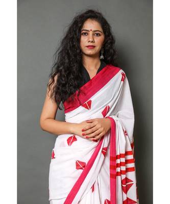  cotton printed   saree with   blouse 4