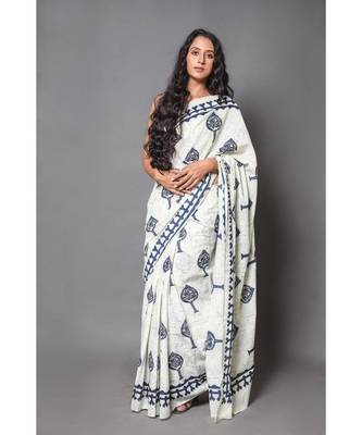  cotton printed   saree with   blouse 1