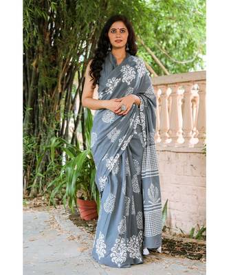  cotton printed   saree with   blouse 3