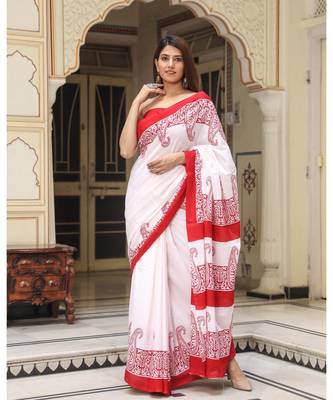  cotton printed   saree with   blouse 1