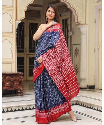  cotton printed   saree with   blouse 2