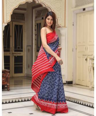  cotton printed   saree with   blouse 3