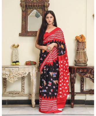  cotton printed   saree with   blouse 1