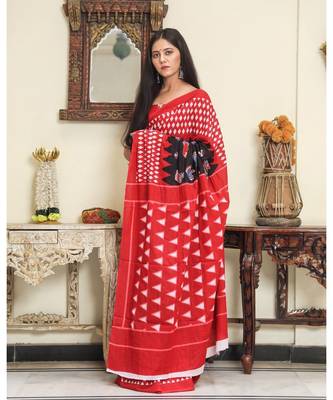  cotton printed   saree with   blouse 2