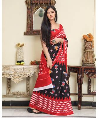  cotton printed   saree with   blouse 3
