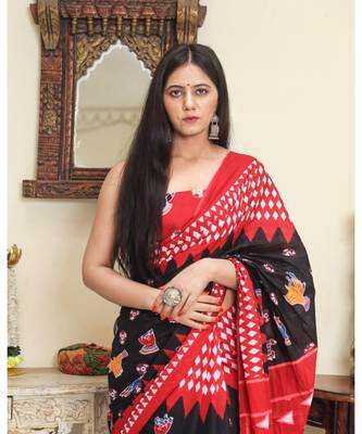 cotton printed   saree with   blouse 4