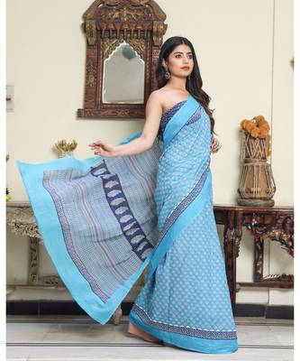  cotton printed   saree with   blouse 3