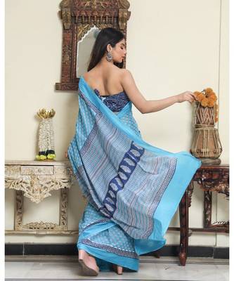  cotton printed   saree with   blouse 4
