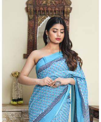  cotton printed   saree with   blouse 5
