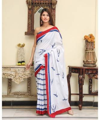  cotton printed   saree with   blouse 3