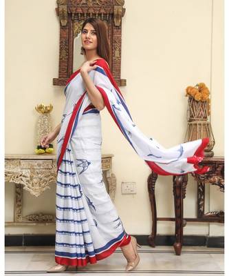  cotton printed   saree with   blouse 5