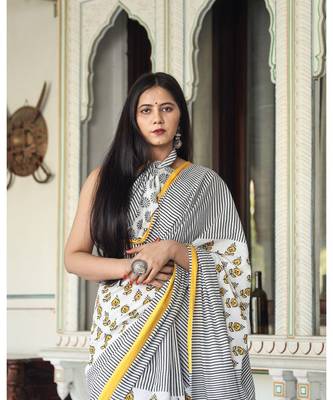  cotton printed   saree with   blouse 2