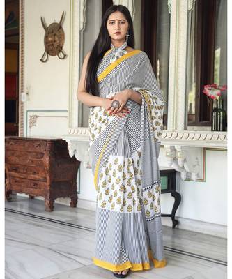  cotton printed   saree with   blouse 3