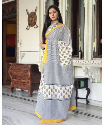 cotton printed   saree with   blouse 1