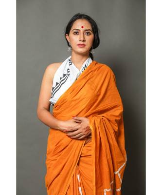  cotton printed   saree with   blouse 2