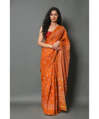  cotton printed   saree with   blouse 1