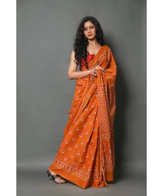  cotton printed   saree with   blouse 2