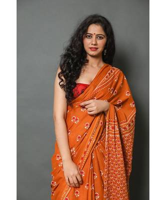  cotton printed   saree with   blouse 4