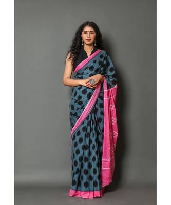  cotton printed   saree with   blouse 2