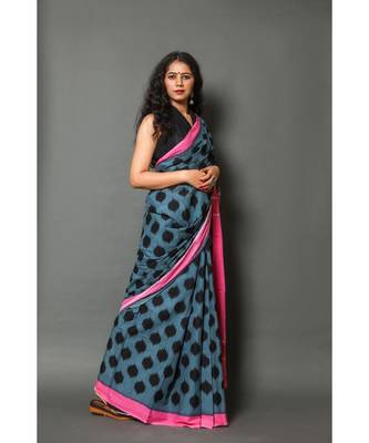  cotton printed   saree with   blouse 3
