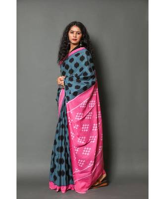  cotton printed   saree with   blouse 1