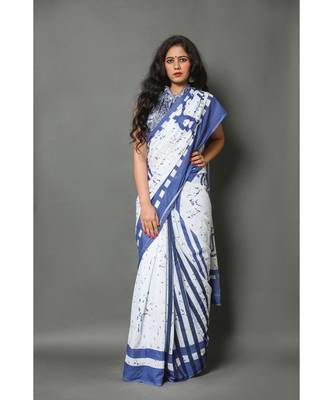 cotton printed   saree with   blouse 1