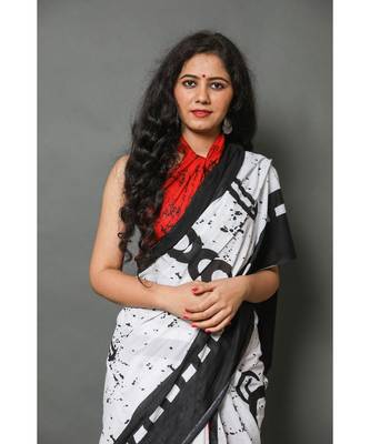  cotton printed   saree with   blouse 2