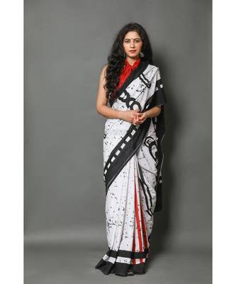  cotton printed   saree with   blouse 1